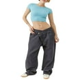 thumbnail image 4 of Women Short Sleeve Crop Tops Crew Neck Slim Fit Knitted Ribbed T-Shirts, 4 of 5