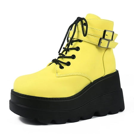 

Ladies Fashion Colorful Side Zipper Luminous Platform Wedge Heel Boots Shoes