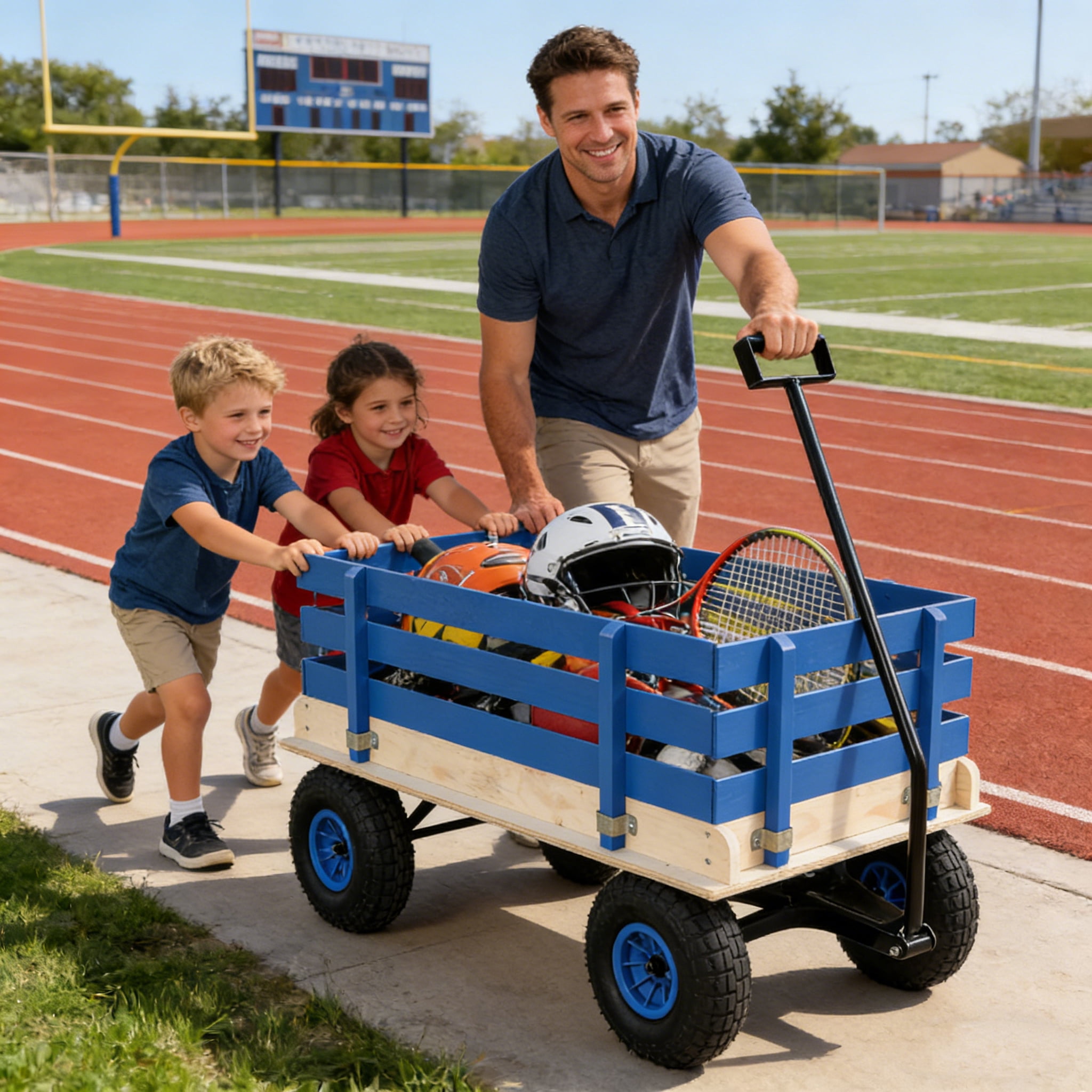 Wooden Household Trolley for Children Toy Transportation/Garden Tool Cart/Outdoor Portable Trolley