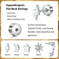 thumbnail image 2 of Small Hypoallergenic Flat Back Stud Earrings for Women Men Surgical Stainless Steel Earring Sets Tiny Screw Back Cartilage Earring, 2 of 6