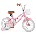 thumbnail image 1 of Costway 14" Kid's Bike with Removable Training Wheels & Basket for 3-5 Years Old Pink, 1 of 10