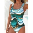 thumbnail image 3 of Women's Tank Top Style One‑Piece Swimsuit, Bohemian Ethnic Floral Print Bathing Suit for Beach Pool Vacation, 3 of 3