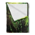 thumbnail image 2 of Waterfall Soft Flannel Fleece Blanket, Little Waterfalls Flow on Rock Stairs Surrounded by Long Plants Earth, Cozy Plush for Indoor and Outdoor Use, 50" x 70", Brown White and Green, by Ambesonne, 2 of 5