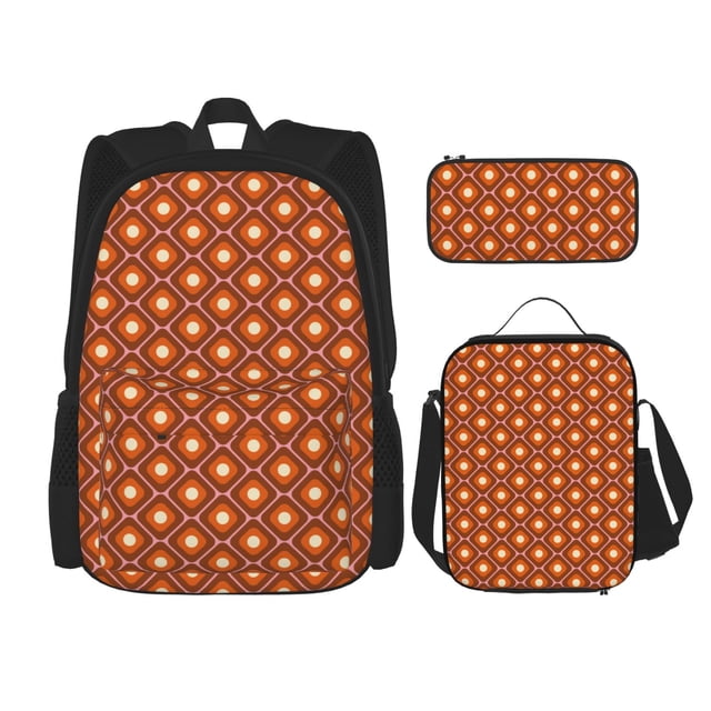 Fotbe 60s and 70s Aesthetic Set Escolar 3 en 1 para Niños - Mochila Duradera con Lonchera Aislante y Estuche para Lápices - Mochila Escolar para Niños y Niñas