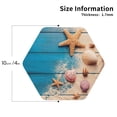 thumbnail image 2 of Pofeuu Shells and Starfish Print Coasters for Drinks, 4Pack PU Leather Coasters, Bar Drink Coasters for Tabletop Protection, Furniture from Damage-Hexagon, 2 of 6