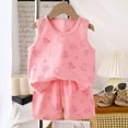 thumbnail image 3 of XZNPDUCQ Toddler Girls Clothes Set Short Sleeve T-shirt Top Elastic Shorts Solid 2Pcs Outfits Cartoon Print 2PCS Set kids For 6 12 18 24 Months 2T 3T 4T 5T Dailywear Pink，7-8 Years, 3 of 3