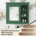 thumbnail image 5 of Gzxs Wall Mounted Storage Medicine Cabinet with Mirror, Hanging Bathroom Wall Cabinet Organizer with 1 Adjustable Interior Shelf and 3 Open Compartments, 30 x 28 Inch, Green, 5 of 9