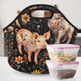 thumbnail image 6 of Herdesigns Floral Pig Animal Insulated Neoprene Lunch Bag for Women Men Lunch Box Washable Reusable Lunch Tote Lightweight Lunch Handbag for Work Outdoor Picnic, 6 of 7