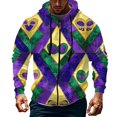 thumbnail image 2 of Resicozy Mardi Gras Full-Zip Up Hooded Casual Sweatshirts with Pockets Long Sleeve Sweatshirt Sports 2026 Hooded Jacket Multicolor L, 2 of 5