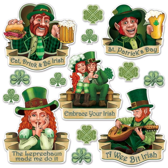 168 Piece Bulk St Patrick's Day Cutouts