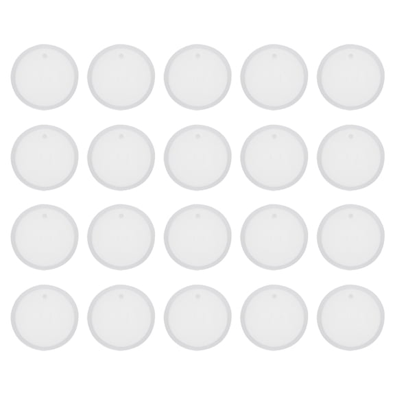 Uxcell 20 Pcs Circle Resin Moulds Silicone Pendant Keychain Kit, White