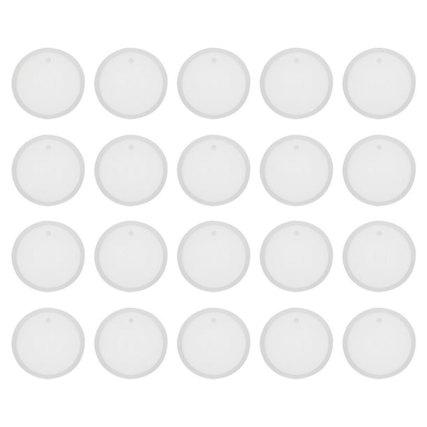 Uxcell 20 Pcs Moldes de Resina en Forma de Círculo Kit de Colgantes de Silicona para Llaveros, Blanco