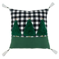 Saro Lifestyle Trees Design Plaid Down Filled Throw Pillow