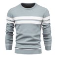 thumbnail image 2 of Men's Crew Neck Knit Sweater Long Sleeve Striped Pullover Casual Polyester Top, 2 of 5