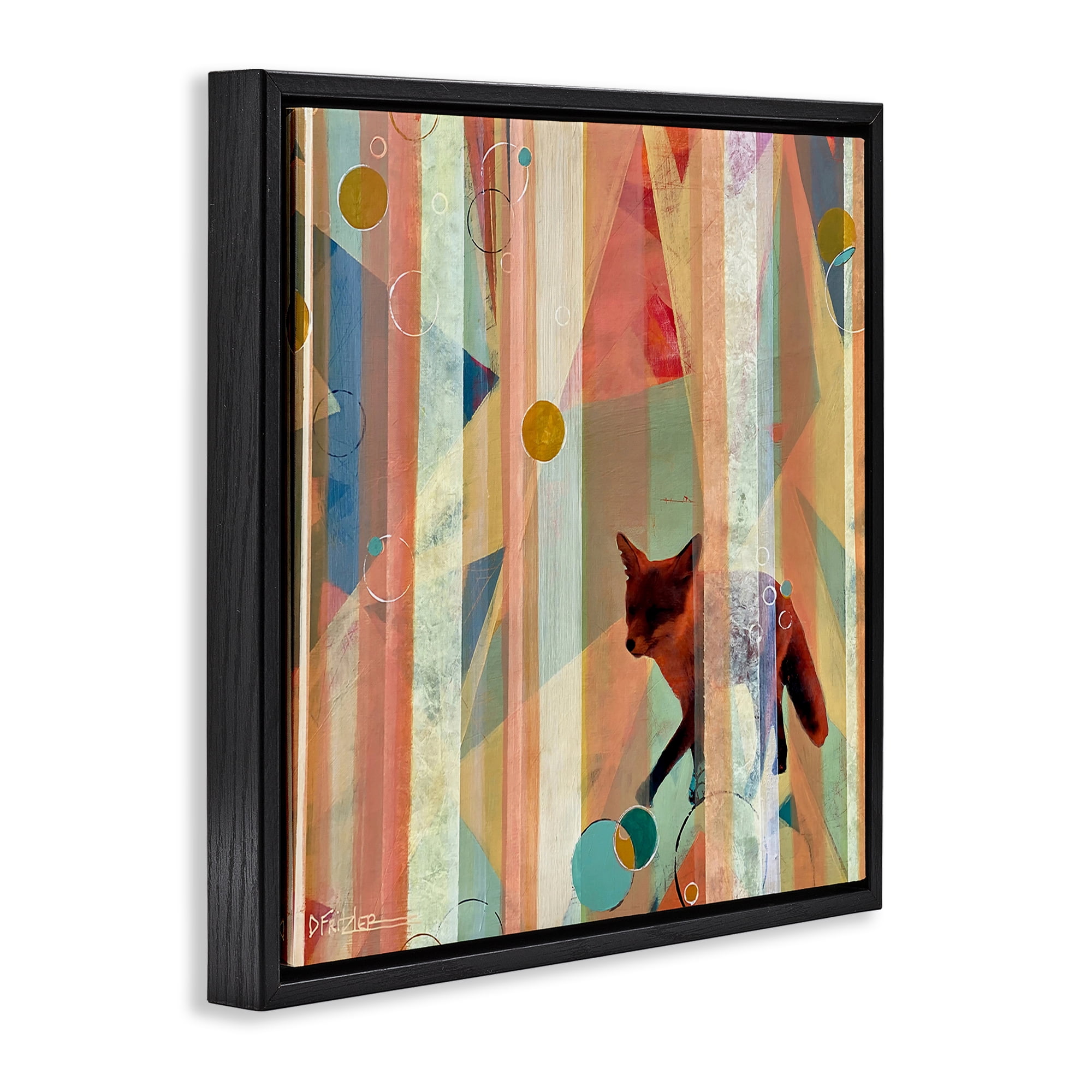 Stupell Industries Making My Move Fox Black Framed Floater Canvas Wall Art, design by Dianna Fritzler