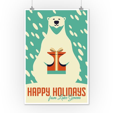 Lake Geneva Wisconsin Happy Holidays Gift Polar Bear