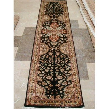 Hall Carpet Runner Rare Hot Black Flowers Lively Soft Hand Knotted Carpet Hall Way Runner Rug (10.0 x 2.7)' ()