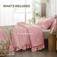 thumbnail image 4 of Pink Comforter Full Size, 3 Pieces Seersucker Lightweight Full Size Bedding, All Season Fluffy Microfiber Bedding Comforter Set with 1 Ruffle Comforter and 2 Ruffle Pillowshams, 4 of 6