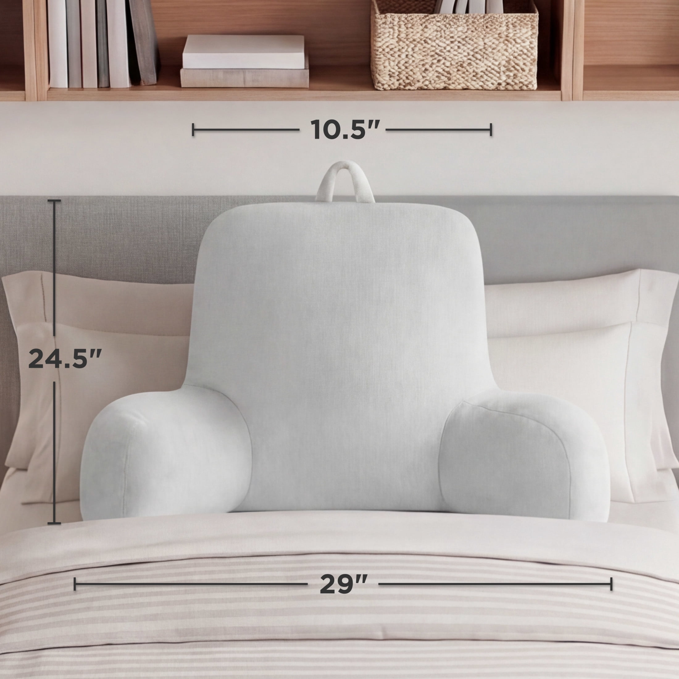 The Sheet Lab Plush Backrest Pillow, Gray, 29" x 24.5" x 10.5"