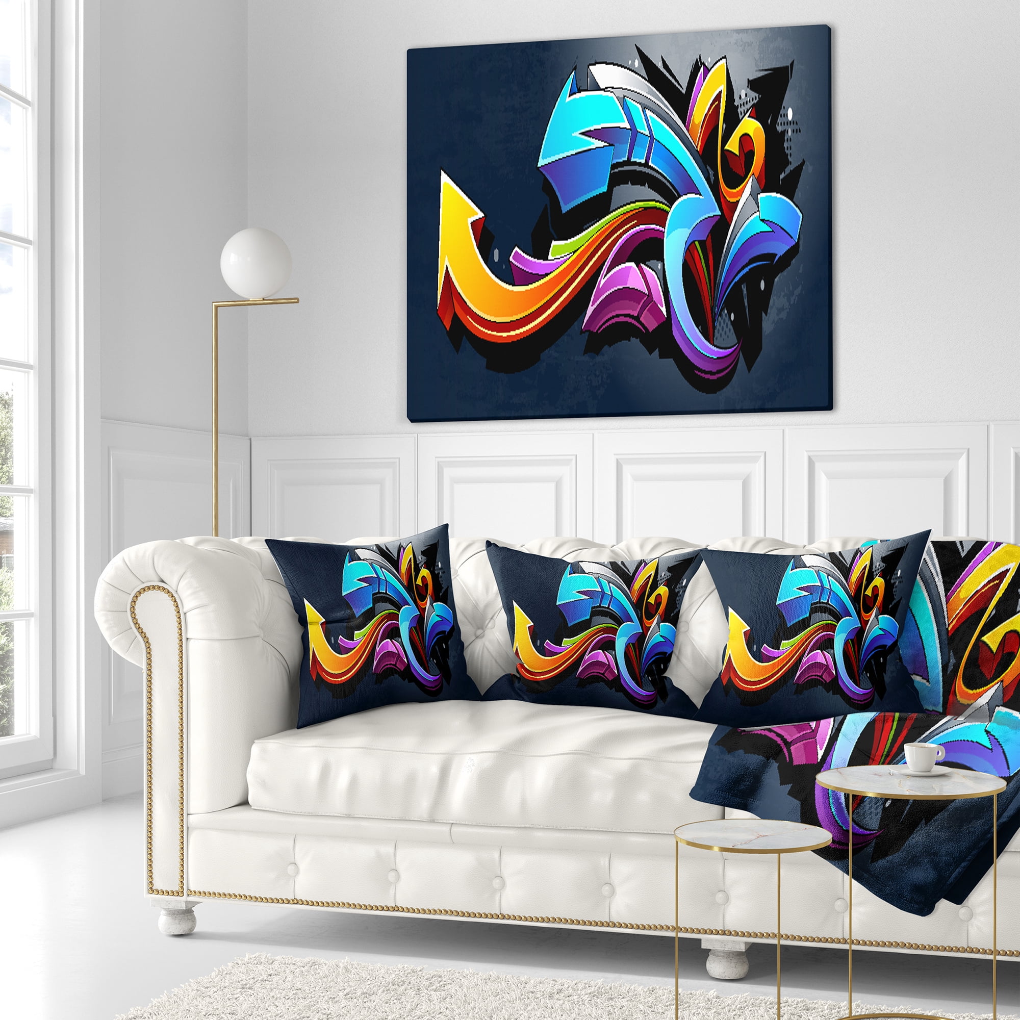 Designart Direction Street Art - Graffiti Throw Pillow - 18x18