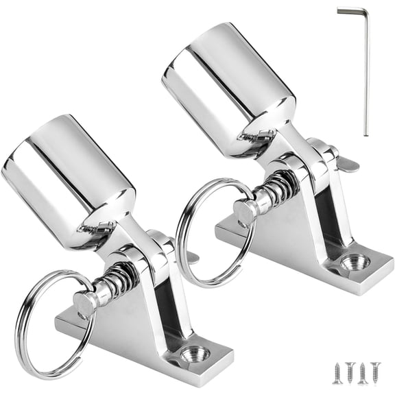 ABCISI Heavy Duty Bimini Top Deck Hinge and Eye End Cap Fits 7/8 or 1 inch Tube, 316 Stainless Steel Bimini Top Hardware with A Mounting Wrench