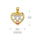thumbnail image 2 of Ioka - 14K Tri Color Gold Heart Cut with Angel Religious Charm Pendant For Necklace or Chain, 2 of 4
