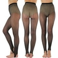 thumbnail image 3 of ToBeInStyle Women's Wavy Scales Fishnet Stirrup Footless Tights - Black, 3 of 6