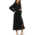 thumbnail image 4 of INSPIRE CHIC Bata de Noche con Cremallera para Mujeres, Bata Larga de Casa, Sudadera con Capucha de Manga Larga, Ropa de Casa con Bolsillos, S Negro, 4 of 6