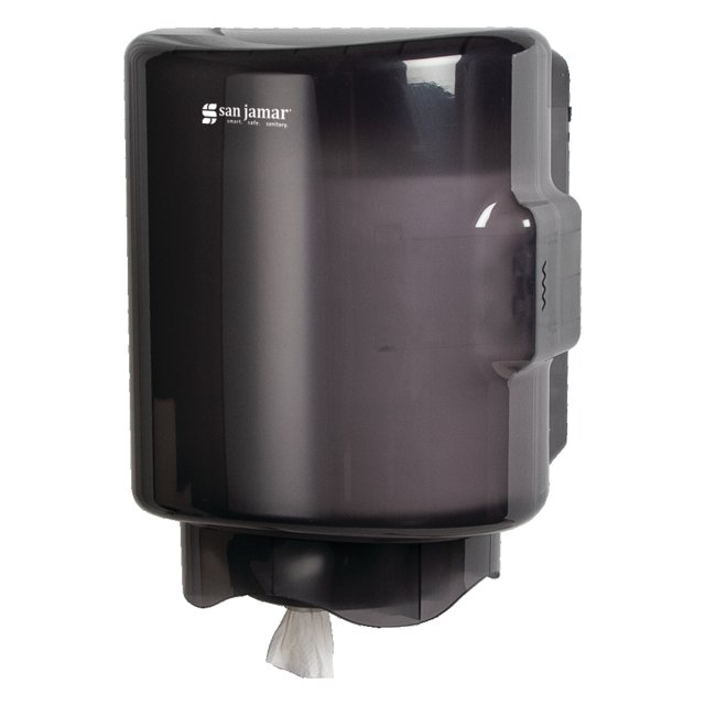 San Jamar T420TBK Wall Mount Center Pull Paper Towel Dispenser - Plastic, Black