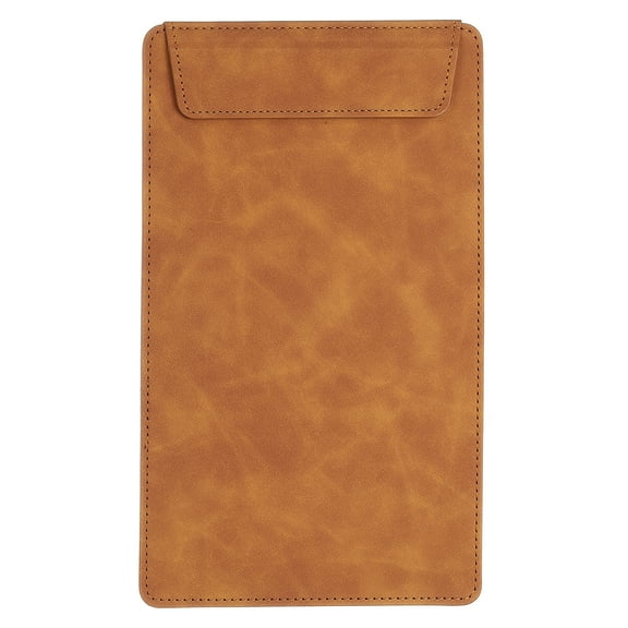 A5 PU Leather Clipboard, 6"x10" Business Magnetic Padfolio with Pen Holder Organizer Office Folder Writing Board, Brown