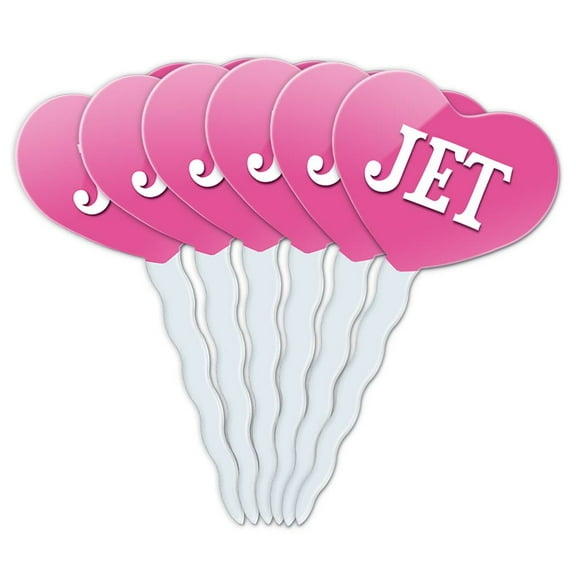 Jet Heart Love Cupcake Picks Toppers - Set of 6