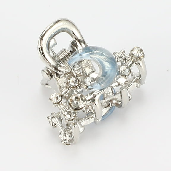 1 Pc Fashion Moon Hair Clips Hairdo Clip for Women 0.94"x0.83"x0.79" Blue Silver Tone