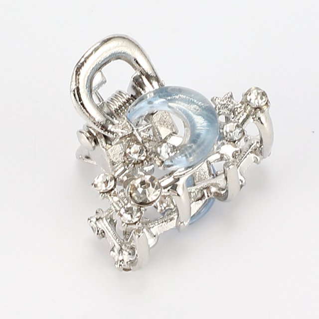 1 Pc Clip de Pelo de Moda en Forma de Luna para Mujeres 0.94"x0.83"x0.79" Tonos Azul y Plata