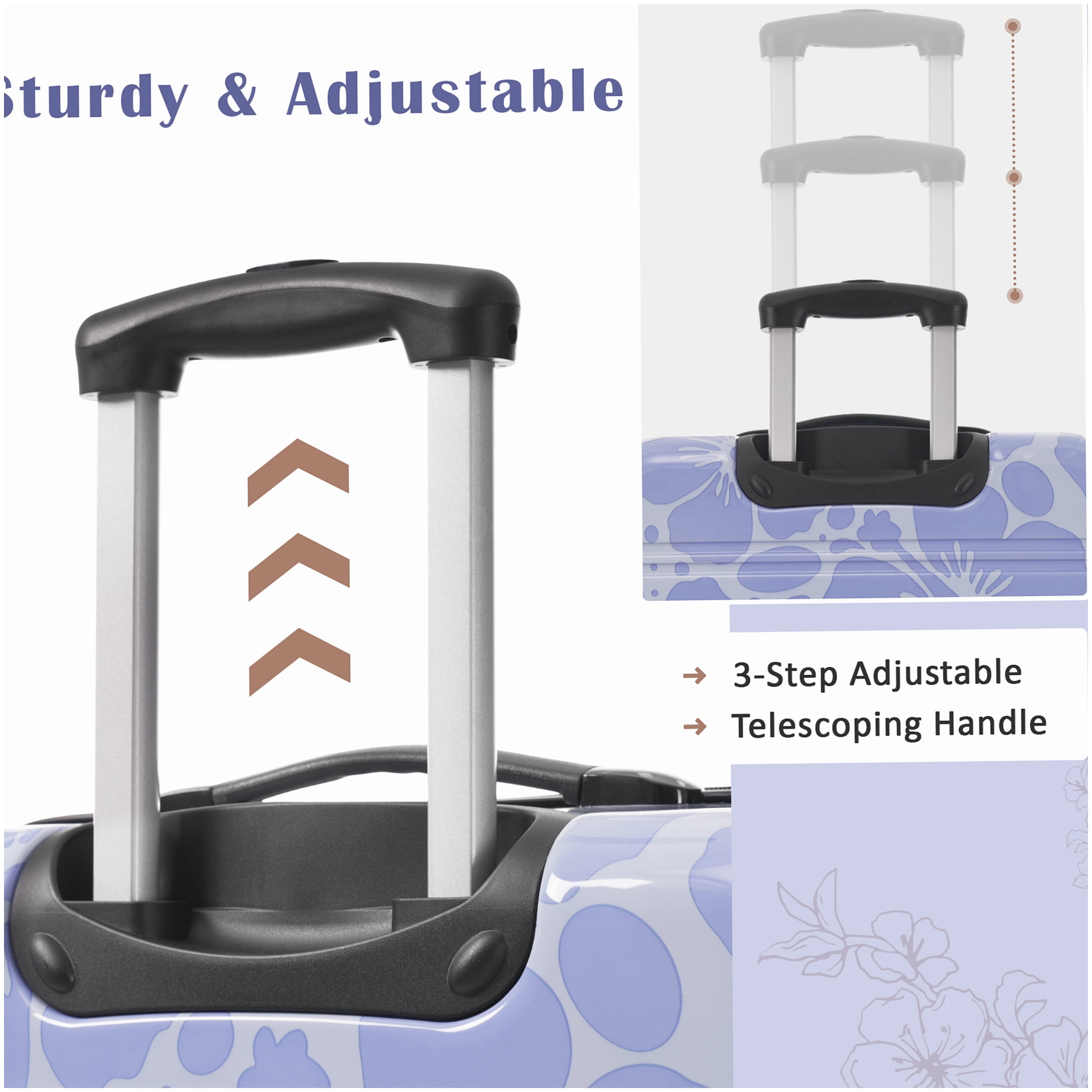 TSA Lock Hardshell Suitcase Set 3-Piece, Lightweight ABS+PC Spinner Luggage in Blue