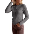 thumbnail image 3 of INSPIRE CHIC Women's Cable Knit Cardigan Crew Neck Long Sleeve Button Up Open Front Large Gray, 3 of 6