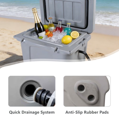Maircle 25QT Portable Cooler, Insulated Hard Cooler with Bottle Opener, Cup Holder, Forming Ruler, 5-7 Day Ice Retention, Travel, Beach, Camping, Fishing