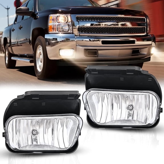 Nilight Fog Light Assembly Compatible with 2002 2003 2004 2005 2006 2007 Chevy Silverado 1500 2500 3500 2002-2006 Chevy Avalanche w/o Body Cladding with H10 12V 42W Halogen Bulbs