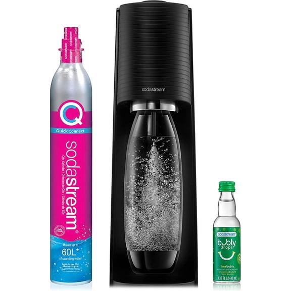 SodaStream Terra Sparkling Water Maker (Black) with CO2, DWS Bottle and Bubly Drop Sparkling Water Maker Drop Black