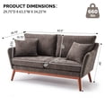 thumbnail image 5 of Ktaxon Mid-Century Modern Loveseat, Linen Blend 2-Seater Sofa, Solid Wood Frame Couch for Living Room, Apartment Brown, 5 of 9