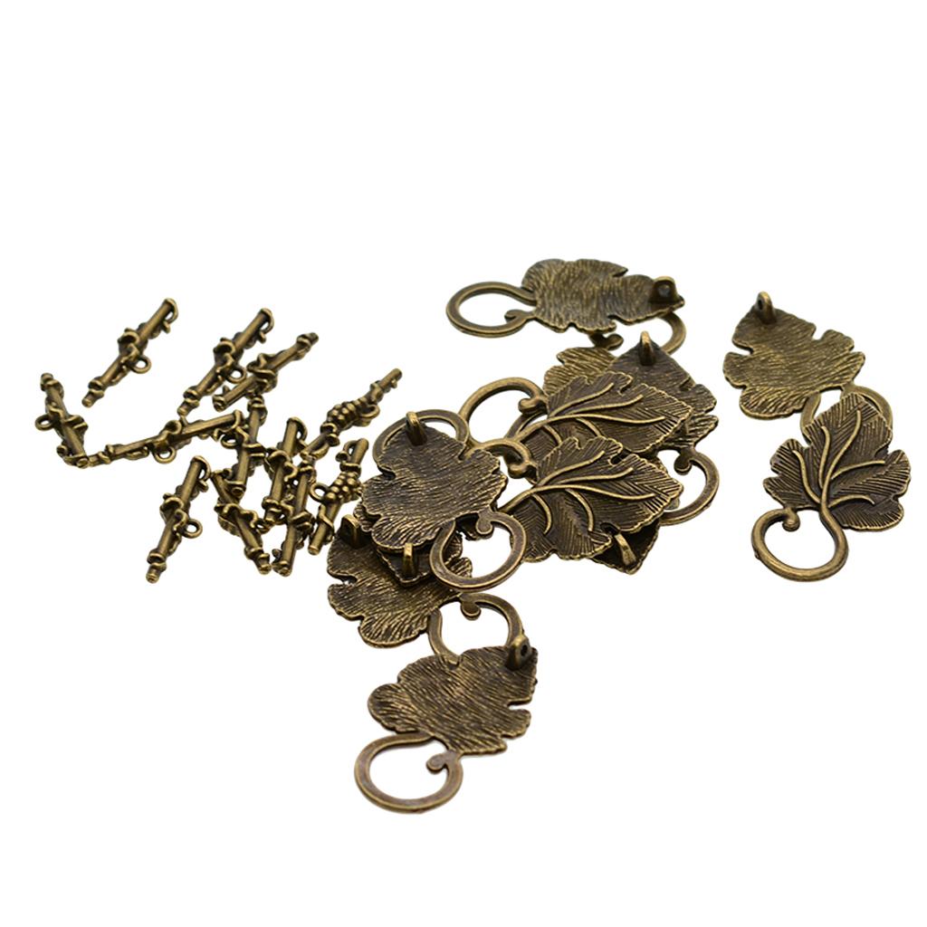 10 Sets Antique Gold/Bronze/Tibetan Leaf Shape Toggle Clasps for Jewelry  Making Bracelets End Clasp Findings 