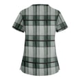 thumbnail image 4 of Scrubs For Women Plaid Print Short Sleeve Medical Scrub Top V Neck Vintage Comfort Fit Nursing Work Shirt Green#2 L, 4 of 4