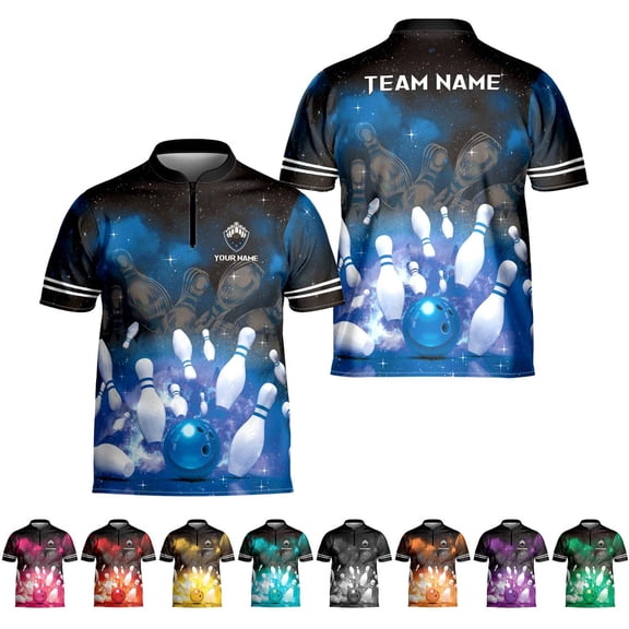 Personalized Name Bowling Jersey 3D, Custom Bowling Shirts for Team, Bowling Shirt Unisex for Men & Women (Blue, S)