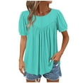 thumbnail image 2 of Uaswgudfs Women's Summer Resort Tunic Blouse - Crew Neck Short Sleeve with Banded Hem Relaxed Fit Casual Shirt, 2 of 7