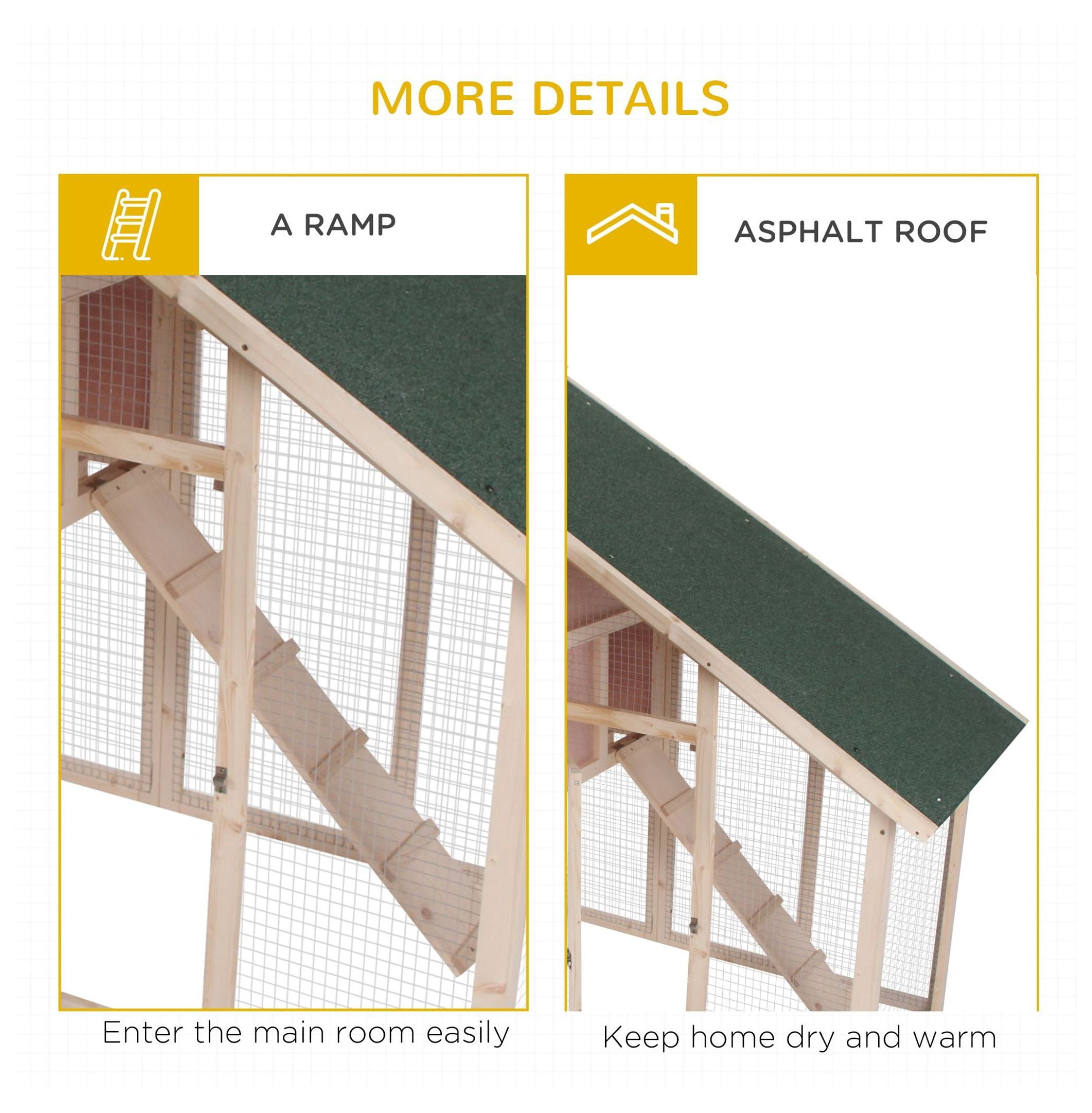 Wood Rabbit Hutch 2-Tier Small Animal House with Ramp & Run Natural 55" L