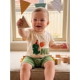 thumbnail image 4 of BemeyourBBs Baby Boy First Birthday Outfit 1st Birthday One Years Old Summer Clothes Letter Balloon Dinosaur Embroidery Short Sleeve T-Shirts and Pocket Shorts 2Pcs Set, 4 of 9
