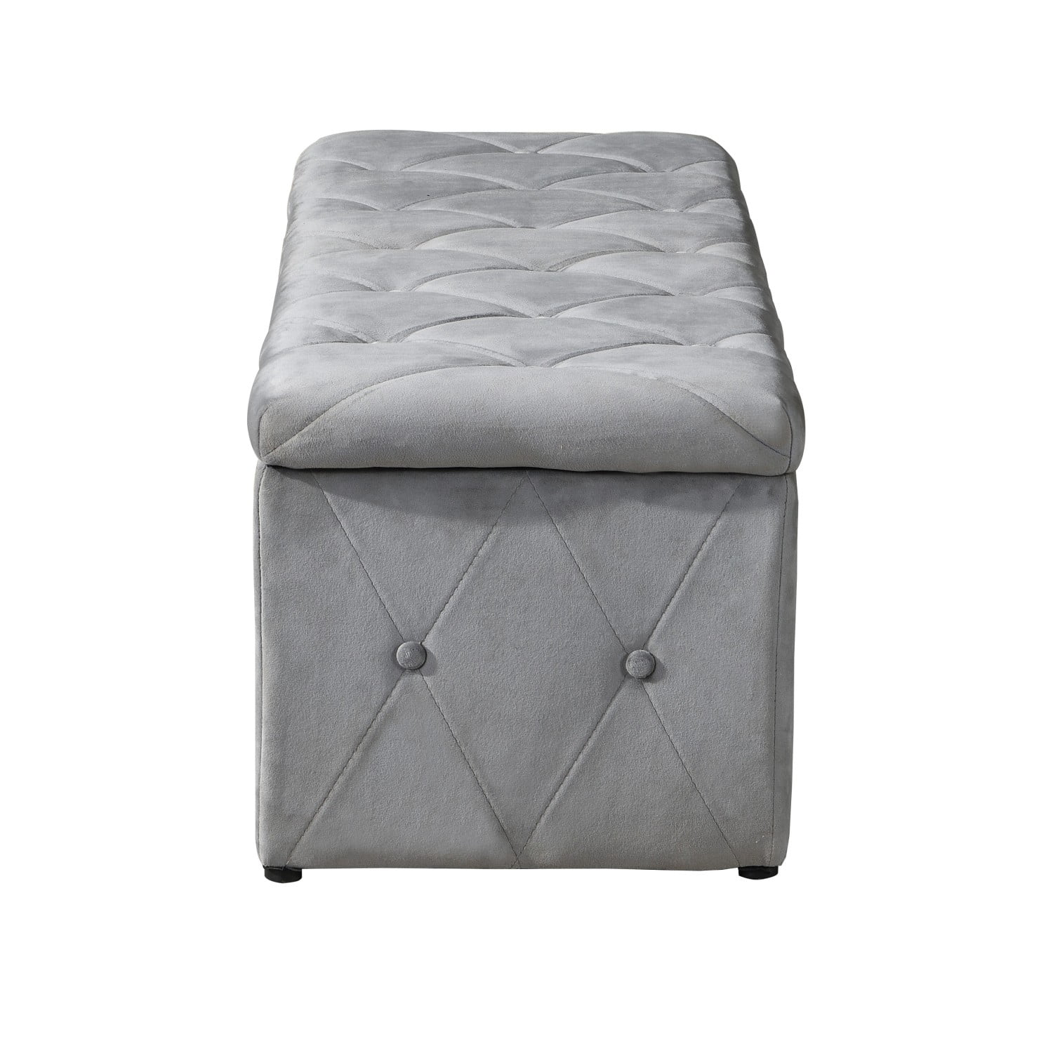 1 Piece Modern Light Gray Velvet Storage Ottoman with Resilient Sponge Cushion – Space-Saving Design for Family Gatherings & Bedroom Use|39.37" x 16.14" x 14.57" Dimensions|Comfortable Seating &...