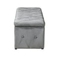 thumbnail image 3 of 1 Piece Modern Light Gray Velvet Storage Ottoman with Resilient Sponge Cushion – Space-Saving Design for Family Gatherings & Bedroom Use|39.37" x 16.14" x 14.57" Dimensions|Comfortable Seating &..., 3 of 10