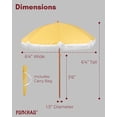 thumbnail image 2 of Punchau 6 Ft Fringe Patio Umbrella - Outdoor Umbrella for Patio, Pool, Table, Garden, Deck, & Beach - Push Button Tilt Pole - Fashionable Boho Vintage Tassels & Wood Print - Yellow, 2 of 7