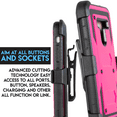 thumbnail image 4 of Value Pack for 6.2" LG Q8 Combo Holster Screen Protector Included Kickstand Built in Screen Dual Layer Rugged Shockproof Resistant Belt Clip Heavy Duty Armor Impact Bumper Phone Case + [Pink], 4 of 4