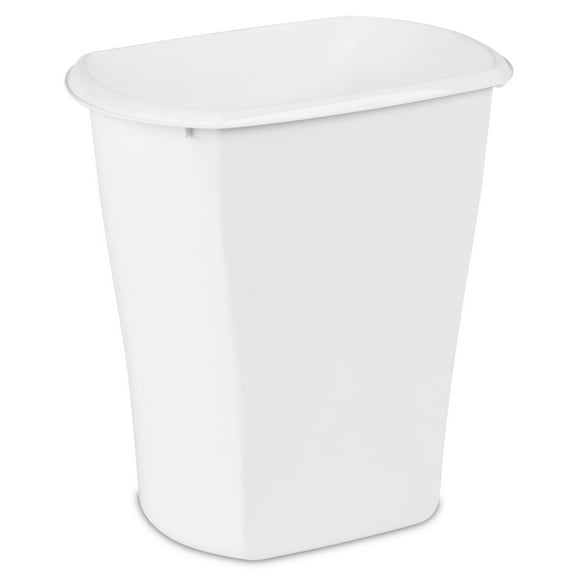 Sterilite Small Bathroom Trash Can, 3 Gallon Plastic Garbage Bucket Bin with No Lid, White